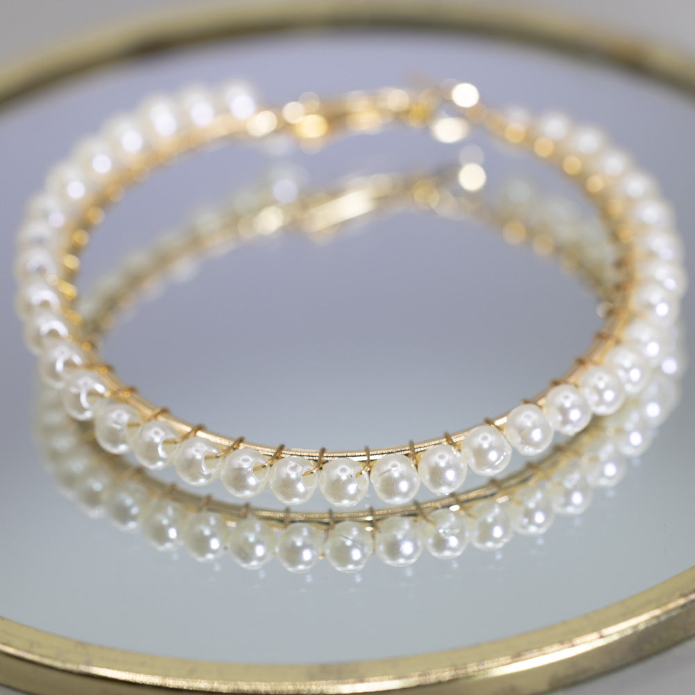 Golden Pearl Hoops – Creolen