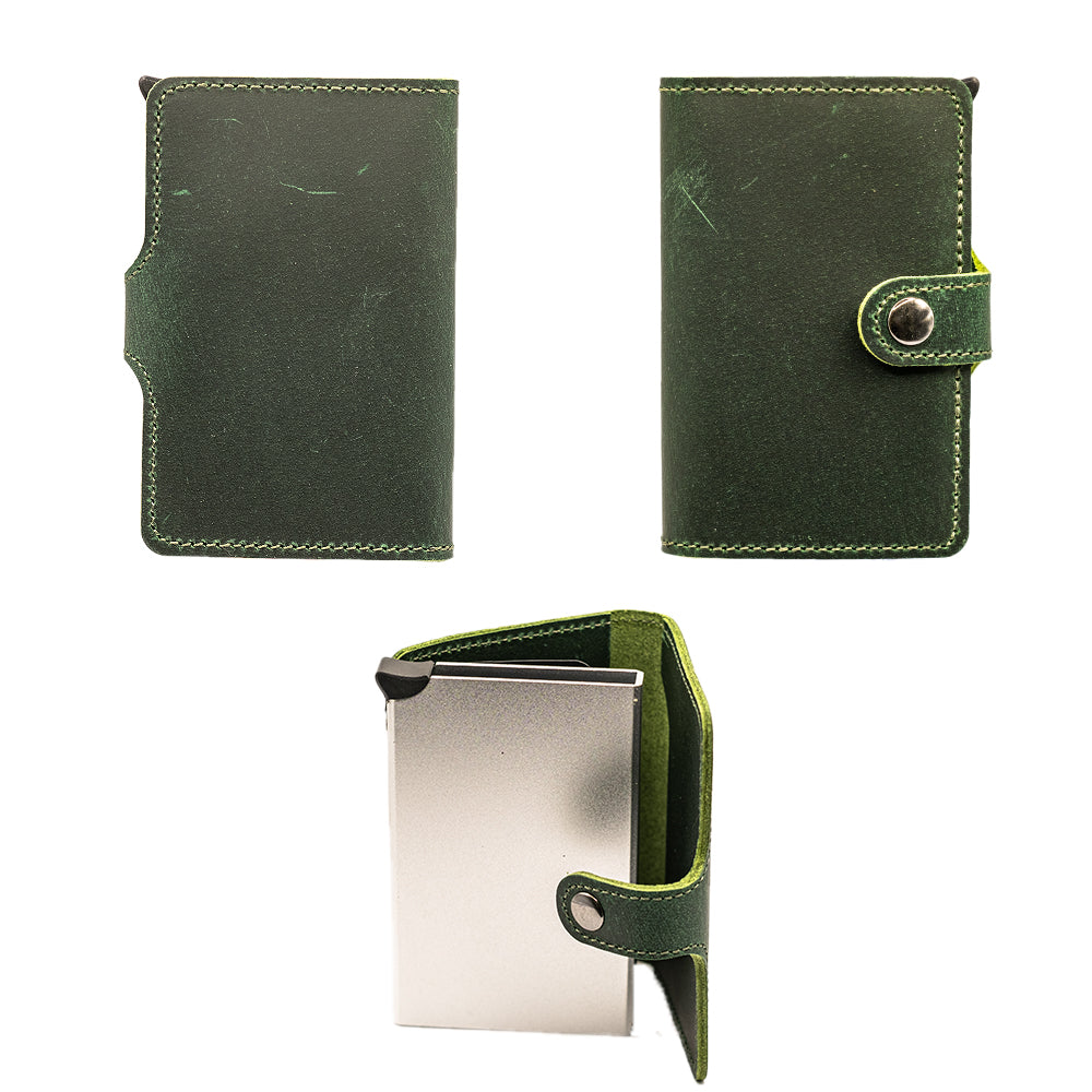 Echt Leder RFID Geldbörse Grün