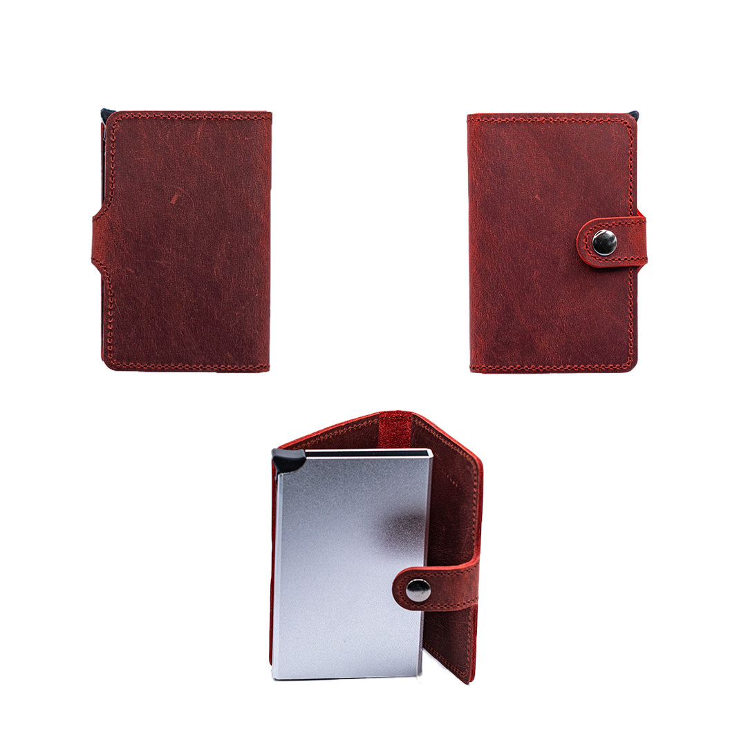 Echt Leder RFID Geldbörse Rot