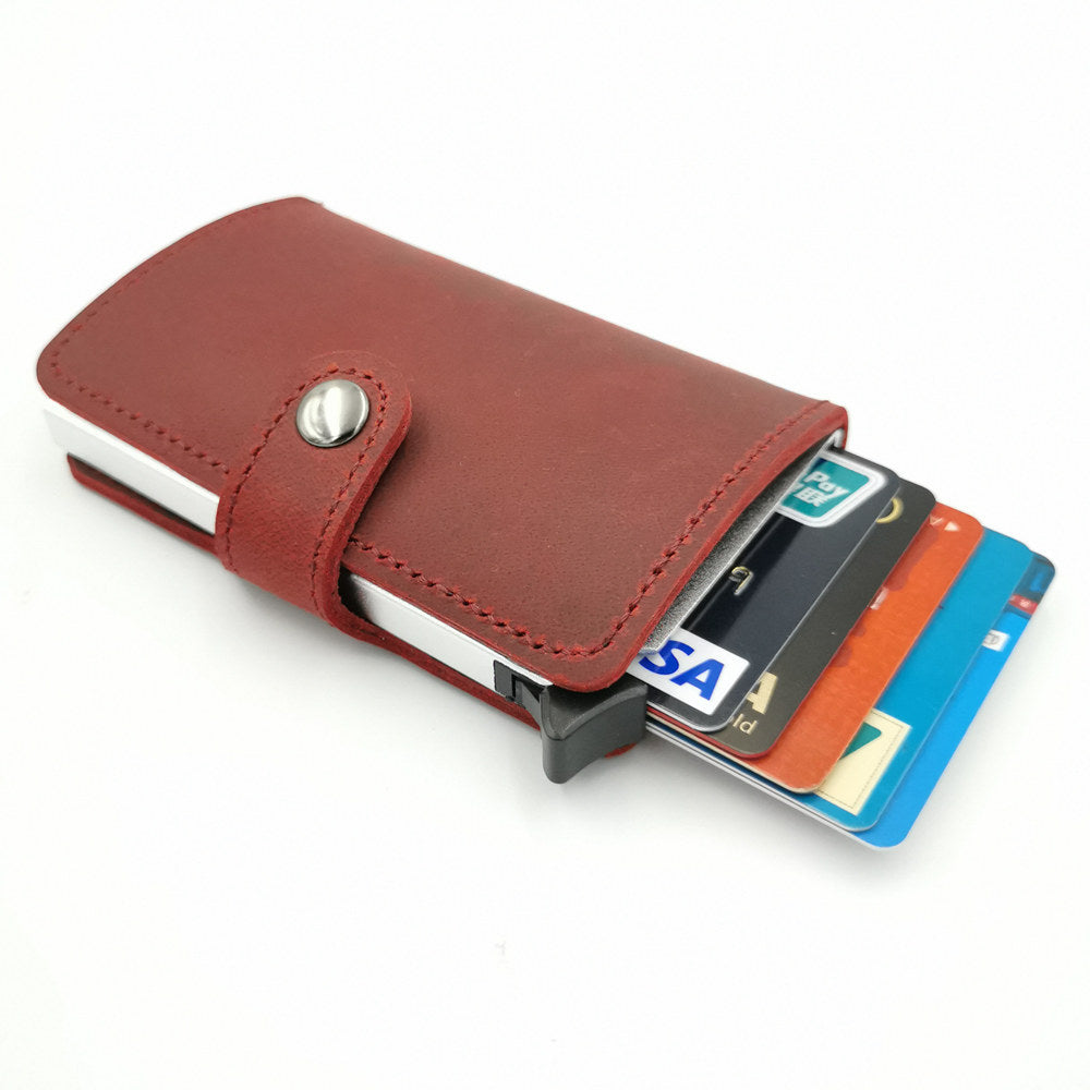 Echt Leder RFID Geldbörse Rot