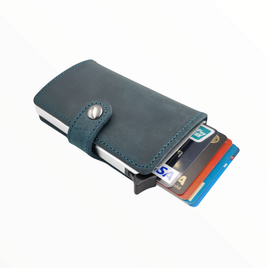 Echt Leder RFID Geldbörse blau